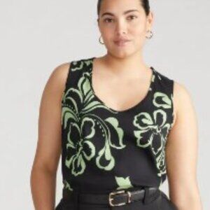 Universal Standard Cooling Stretch Cupro Tank, Green/Black, L (22-24)